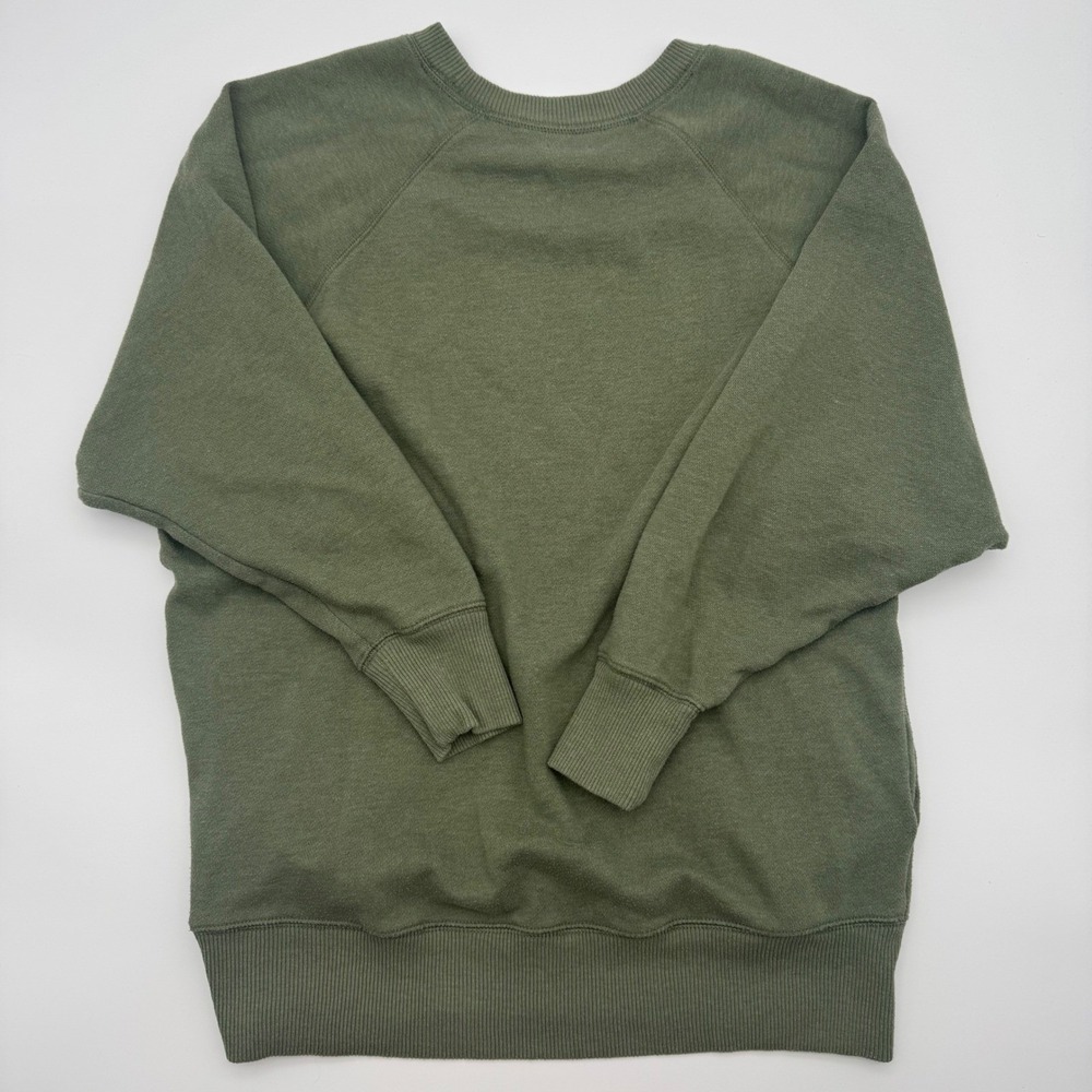 Aerie Womens Oversized Crewneck Sweatshirt Olive Green Raglan Sleeve Pockets S - Picture 3 of 6